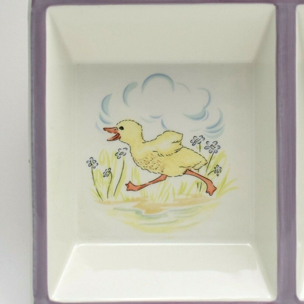 Global Design Connections Divided Rectangular Dish Easter Rabbit Lamb Duck Chick - Picture 2 of 9